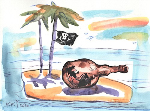 Cartoon: Vacation in the caribbean (medium) by Kestutis tagged vacation,caribbean,pirate,sea,kestutis,lithuania,summer