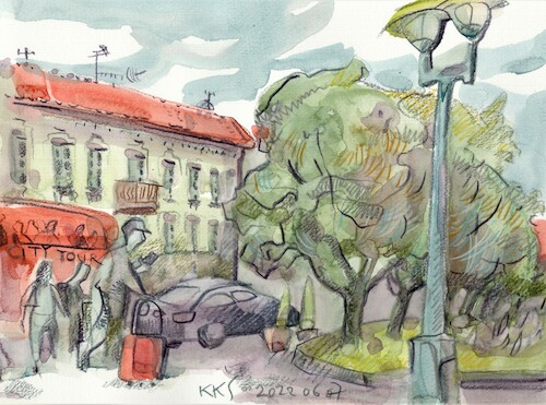Cartoon: Vilnius in the summer 2 (medium) by Kestutis tagged sketch,vilnius,kestutis,lithuania
