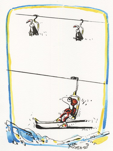 Cartoon: Winter Sports (medium) by Kestutis tagged condor,bird,skiing,alpine,gebirge,schnee,snow,mountains,sochi,olympic,lithuania,kestutis,sports,winter,vogel