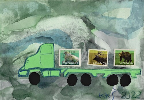 Cartoon: All of Canada is coming. Convoy (medium) by Kestutis tagged canada,protest,freedom,convoy,philately,dada,bigpostcard,kestutis,lithuania,truckers,ottawa,trudeau