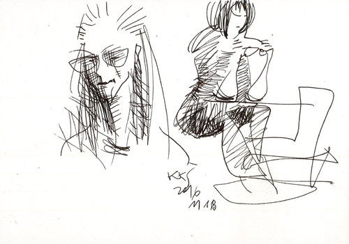 Cartoon: Artist drawing and discussing (medium) by Kestutis tagged sketch,kestutis,lithuania,artist