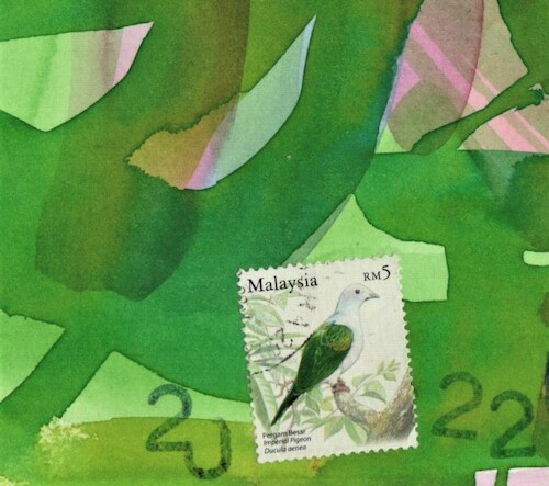 Cartoon: Bird is a mysterious work of art (medium) by Kestutis tagged bird,mysterious,work,art,dada,postcard,philately,kestutis,lithuania