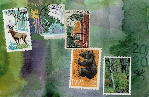 Cartoon: International landscape (medium) by Kestutis tagged landscape,nature,kestutis,lithuania,dada,stamp,forest,wald,postcard