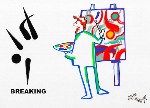Cartoon: Interpretation of signs. Breakin (medium) by Kestutis tagged interpretation,france,olympic,games,paris,2024,sports,art,kunst,kestutis,lithuania,signs,breaking