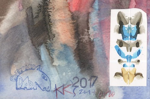 Cartoon: Klecksography. Mysterious beings (medium) by Kestutis tagged klecksography,mysterious,beings,kerner,dada,postcard,kestutis,lithuania,germany,poet,artist,kunst,art