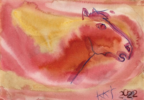 Cartoon: Painter Russell Western (medium) by Kestutis tagged dada,bigpostcard,postcard,cowboy,philately,kestutis,lithuania,horse,america,artist,western,art,kunst,painter