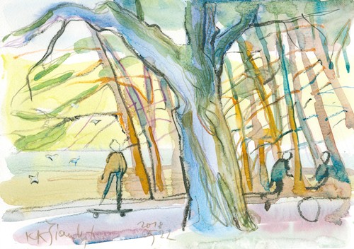 Cartoon: Sketch. A walk in the park (medium) by Kestutis tagged sketch,nature,kestutis,lithuania