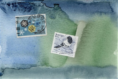 Cartoon: Winter and chief meteorologist (medium) by Kestutis tagged winter,chief,dada,comic,meteorologist,white,postcard,postage,stamps