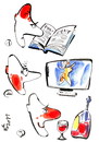 Cartoon: ELOQUENT SILENCE (small) by Kestutis tagged wine man woman book