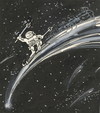 Cartoon: HOMO SAPIENS (small) by Kestutis tagged homo sapiens space cosmos astronaut comet star ski