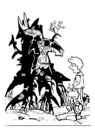 Cartoon: Old stump. Task (small) by Kestutis tagged old,stump,education,kinder,children,kids,kind,child,task,kestutis,lithuania,adventures,face,gesicht