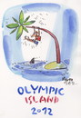 Cartoon: OLYMPIC ISLAND. Gymnastics (small) by Kestutis tagged gymnastics olympics ocean palm london 2012 desert island shark kestutis lithuania siaulytis sport