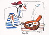 Cartoon: PIRATE BREAKFAST (small) by Kestutis tagged pirate,breakfast,pfanne,skillet,pan,adventure,turtle,kitchen,egg,ei,food,essen,lebensmittel,kestutis,siaulytis,lithuania,chef,cook