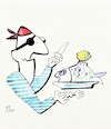 Cartoon: Pirate Lunch and Afternoon (small) by Kestutis tagged pirate,lunch,afternoon,kestutis,lithuania,fish,pipe