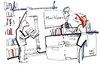 Cartoon: Readers Corner (small) by Kestutis tagged reader,communication,corner,bookstore,kestutis,siaulytis,lithuania,vilnius,adventure,book,buch