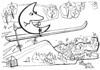 Cartoon: Moon rushing to Santa Claus (small) by Kestutis tagged moon,santa,claus,mond,ski,stars,sterne,kestutis,lithuania,christmas,weihnachten,winter