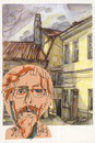 Cartoon: Self-portrait (small) by Kestutis tagged dada watercolor postcard portrait kestutis lithuania