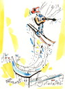 Cartoon: Ski jumping. Lark effect (small) by Kestutis tagged winter sports olympic sochi 2014 ski jumping bird effect guitar music kestutis lithuania
