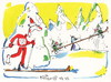 Cartoon: Alpine skiing. Skier adventures (small) by Kestutis tagged dwarf,skier,adventures,skiing,winter,sports,olympic,sochi,2014,mountain,kestutis,lithuania