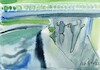 Cartoon: Under the bridge over the river (small) by Kestutis tagged etude,watercolor,kestutis,lithuania,art,kunst,bridge,river