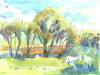 Cartoon: VILLAGE IDYLL. ZIEGE (small) by Kestutis tagged watercolors sketch idyll village lithuania kestutis ziege ländliche idylle