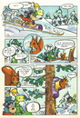 Cartoon: Winter. Accident in the forest (small) by Kestutis tagged winter,forest,accident,squirrel,strip,comic,kind,child,kids,children,kinder,education,kestutis,siaulytis,lithuania,adventure,turtoise,hedgehog