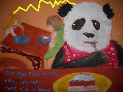 Cartoon: Pandalady (medium) by mestizalandlady tagged panda,children,cake,love,animals,girl,woman