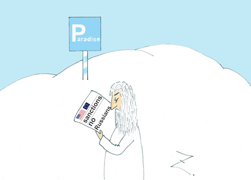 Cartoon: paradise-sanctions- (medium) by Zoran tagged paradise,sanctions,russophobia,discrimination,totalitarianism