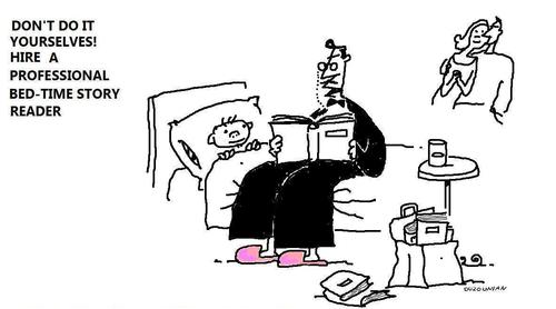 Cartoon: bed-time stories and stuff (medium) by ouzounian tagged affluence,reading,parents,kids
