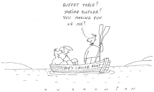 Cartoon: cruises and stuff (medium) by ouzounian tagged passengers,boats,cruise,comfort,vacation