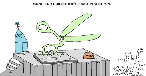 Cartoon: guillotine and stuff (medium) by ouzounian tagged guillotine,scissors,inventions,frenchrevolution