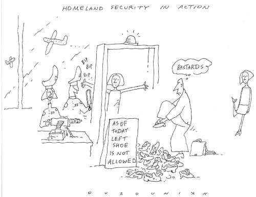 Cartoon: homeland security (medium) by ouzounian tagged security,airport,shoes