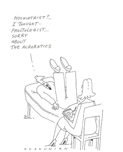 Cartoon: proctology (medium) by ouzounian tagged proctologyst,doctors,psychiatrists,patients