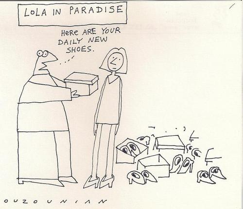 Cartoon: paradise and stuff (medium) by ouzounian tagged paradise,shoes,women