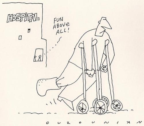 Cartoon: something medical (medium) by ouzounian tagged crutches,doctors,hospitals,medical,ouzounian