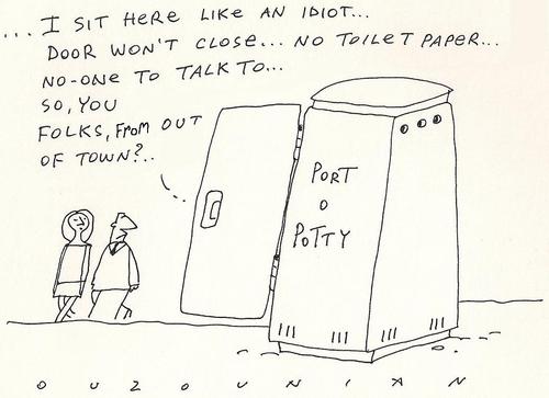 Cartoon: port o potty (medium) by ouzounian tagged loneliness,toilets,portable