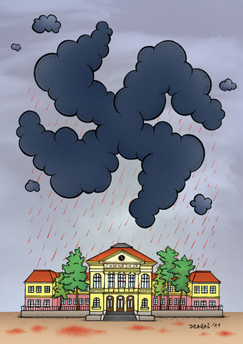 Cartoon: Black cloud over the high school (medium) by dragas tagged germany,yugoslavia,serbia,kragujevac,dragas