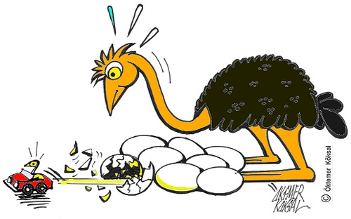 Cartoon: Zaubere Strauseier (medium) by okoksal tagged straus,geschichten,ohne,ende