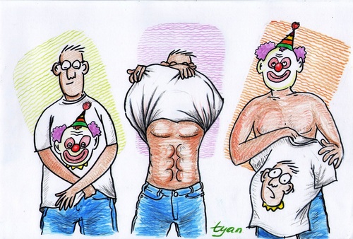 Cartoon: clown transformation (medium) by Bakti Setyanta tagged clown,human,transformation,gag