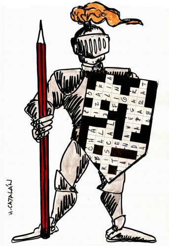 Cartoon: PALABRAS CRUZADAS (medium) by HCATALAN tagged caballeros,castillo,escudo,edadmedia