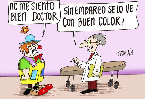 Cartoon: PAYASO ENFERMO (medium) by HCATALAN tagged payaso,argentina,hugocatalan,hcatalan,catalan,medico,color