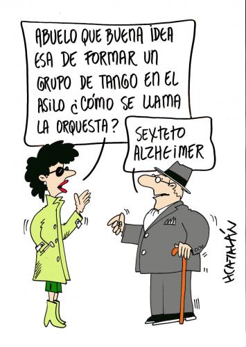 Cartoon: SEXTETO ALZHEIMER (medium) by HCATALAN tagged tango,guapos,ancianos,alzheimer