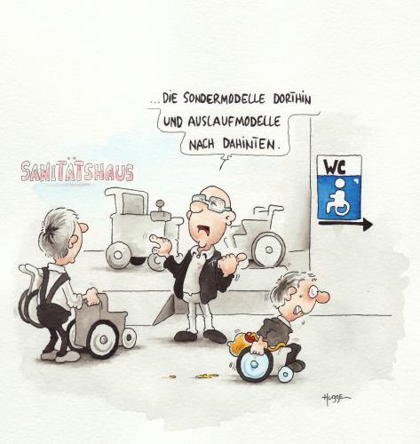 Cartoon: auslaufmodell (medium) by ms rainer tagged rolli,sanitätshaus,behindertentoilette