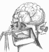 Cartoon: human brain smothing (small) by iwacartoons tagged human,brain,mouth,closing,cortex,politik,karikatur,denkverbot,maulkorb,redeverbot