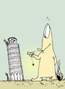 Cartoon: terra dei miracoli (small) by Pierre tagged italien,pisa,schiefer,turm,lot,loten,wunder,ameisenbär,muschel