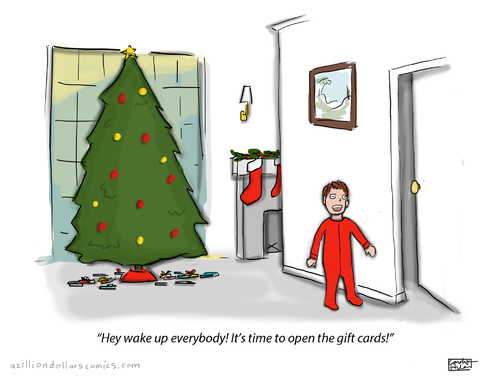 Cartoon: Wake Up Everyone! (medium) by a zillion dollars comics tagged holidays,christmas,gifts,consumerism