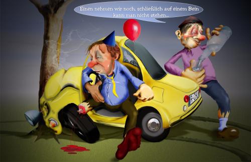 Cartoon: Einen noch... (medium) by KryCha tagged alkohol,trinkspruch,unfall,auto,crash,verkehrssicherheit