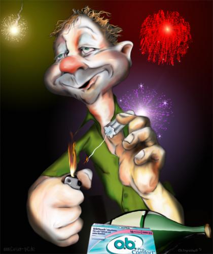 Cartoon: Happy new year! (medium) by KryCha tagged tampoon,feuerwerk,ob,