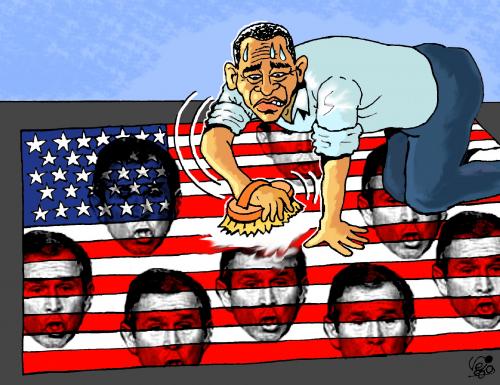 Cartoon: Bye bye Bush! (medium) by Vejo tagged obama,politics,america,bye