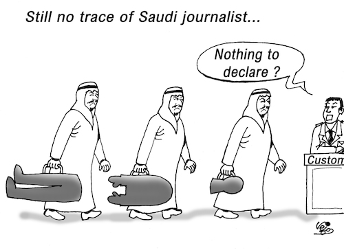 Cartoon: Missing Saudi journalist... (medium) by Vejo tagged saudi,journalist,turkisch,consulate,missing,human,rights